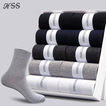 HSS 2023 Men&#39;s Cotton Socks New styles 10 Pairs / Lot Black Business Men Socks Breathable Spring Summer for Male US size(6.5-12)