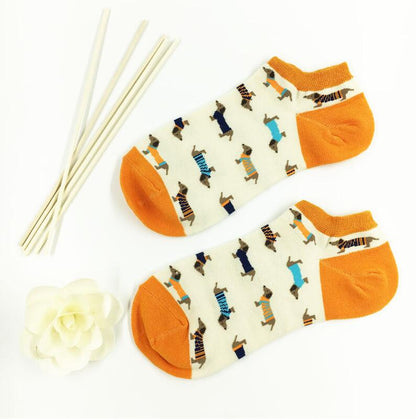 Animal Women Socks Colorful Cute Sausage Dog Cotton Cartoon Couple lady Girl Spring Summer Socks Support Wholesale Zoo