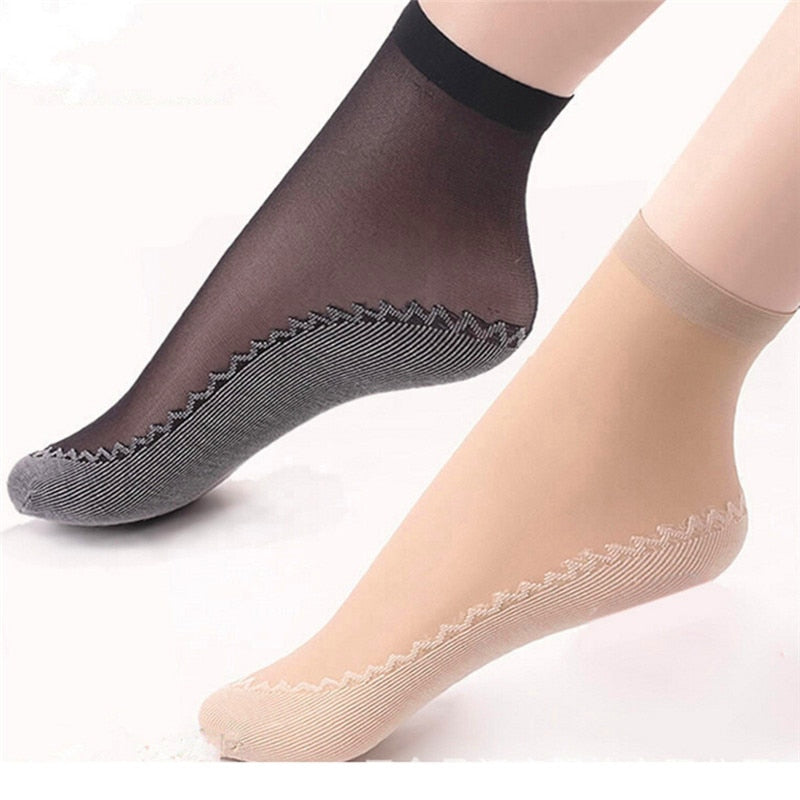 10Pairs High Quality Women Socks Velvet Silk Spring Summer Socks Breathable Soft Cotton Bottom Wicking Slip-resistant Short Sock