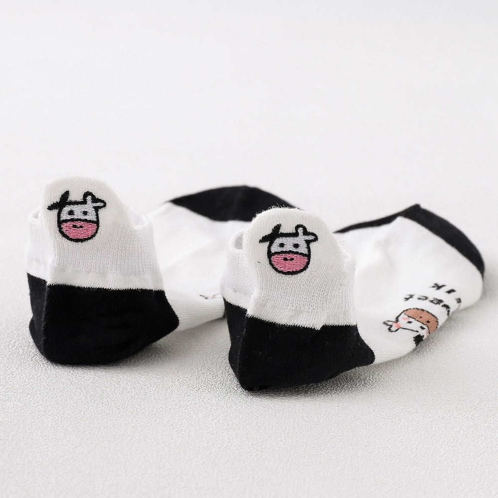 Funny Cute Embroidery Panda Socks Women Harajuku Divertidos Kawaii White Black Calcetines Mujer Ankle Sokken Chaussette Femme