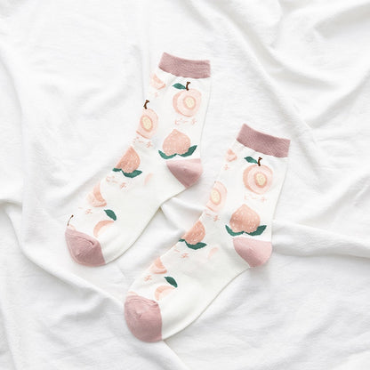 2023 New Cartoon Women&#39;s Breathable Cotton Socks Cute Cute fruit Lovely Pattern Girl Sock Combed of Pure Cotton Female Socks